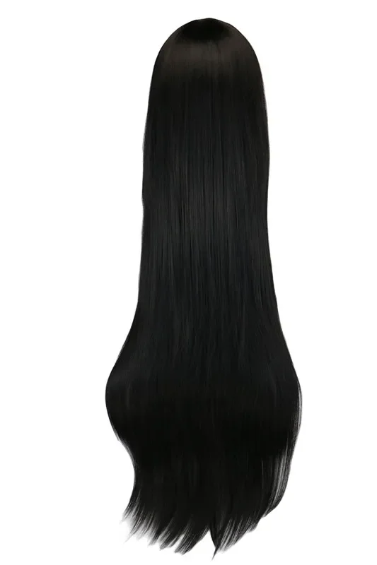QQXCAIW Long Straight Party Cosplay Black 40" 100 Cm Synthetic Hair Wigs thumbnail 2