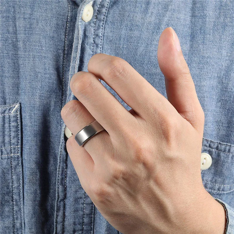 Tigrade 4/6/8/10mm Silver Color Men's Titanium Ring Brushed Man Wedding Band Engagement Rings Male Jewelry Couple anel feminino thumbnail 4