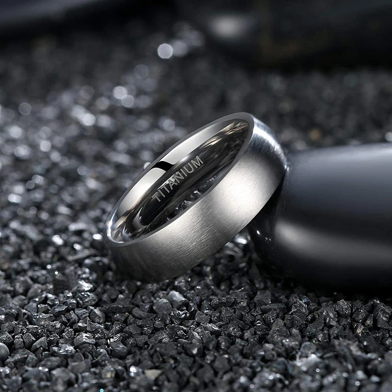 Tigrade 4/6/8mm Brushed Simple Silver/Black Color Titanium Ring Men Minimalist Wedding Band Engagement Rings Women Male Jewelry thumbnail 3