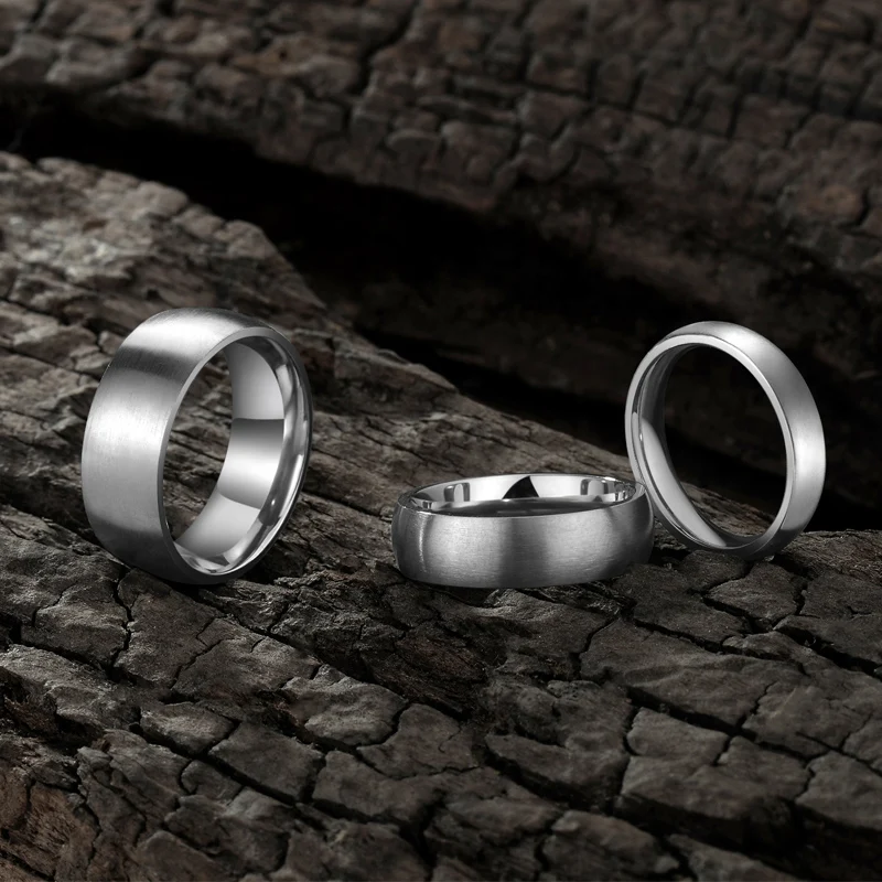 Tigrade 4/6/8mm Brushed Simple Silver/Black Color Titanium Ring Men Minimalist Wedding Band Engagement Rings Women Male Jewelry thumbnail 2
