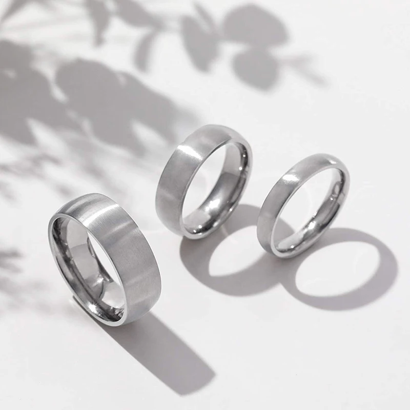 Tigrade 4/6/8mm Brushed Simple Silver/Black Color Titanium Ring Men Minimalist Wedding Band Engagement Rings Women Male Jewelry thumbnail 5