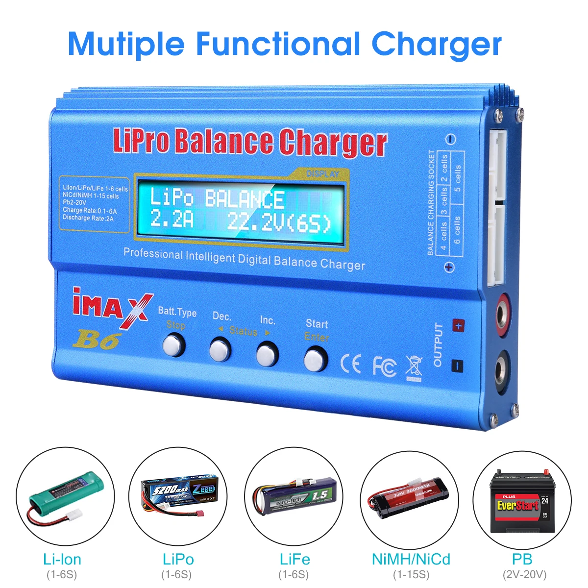 HTRC iMAX B6 80W Battery Charger Lipo NiMh Li-ion Ni-Cd Digital RC Lipo Charger + 15V 6A Adapter Balance Charger Discharger thumbnail 4