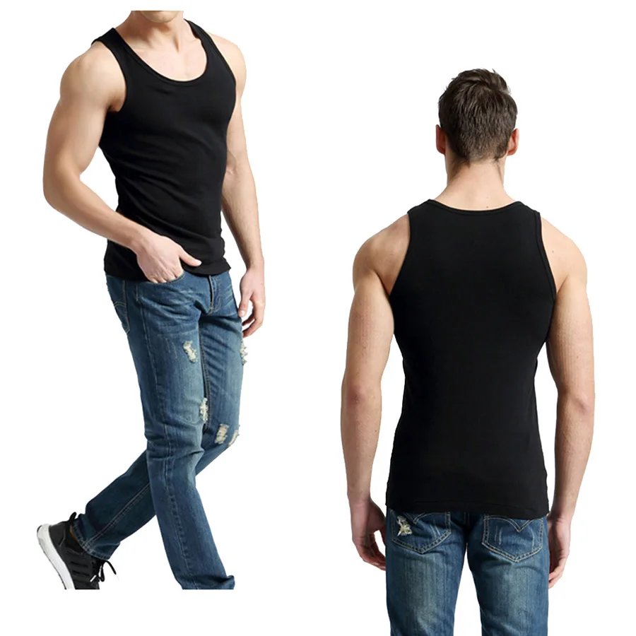 Tank Tops Men 100% Cotton Solid Vest Male Breathable Sleeveless Tops Slim Casual Gym Running Comfortable Undershirt Mens Gift thumbnail 3