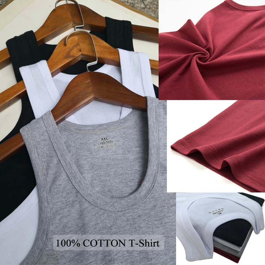 Tank Tops Men 100% Cotton Solid Vest Male Breathable Sleeveless Tops Slim Casual Gym Running Comfortable Undershirt Mens Gift thumbnail 4