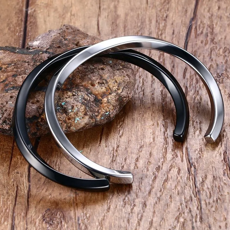 MEN TWISTED C BANGLE WITH SMALL WRIST MOBIUS BRACELET ANTIQUE SILVER COLOR STACKING CUFF BANGLE STAINLESS STEEL UNISEX JEWELRY thumbnail 5