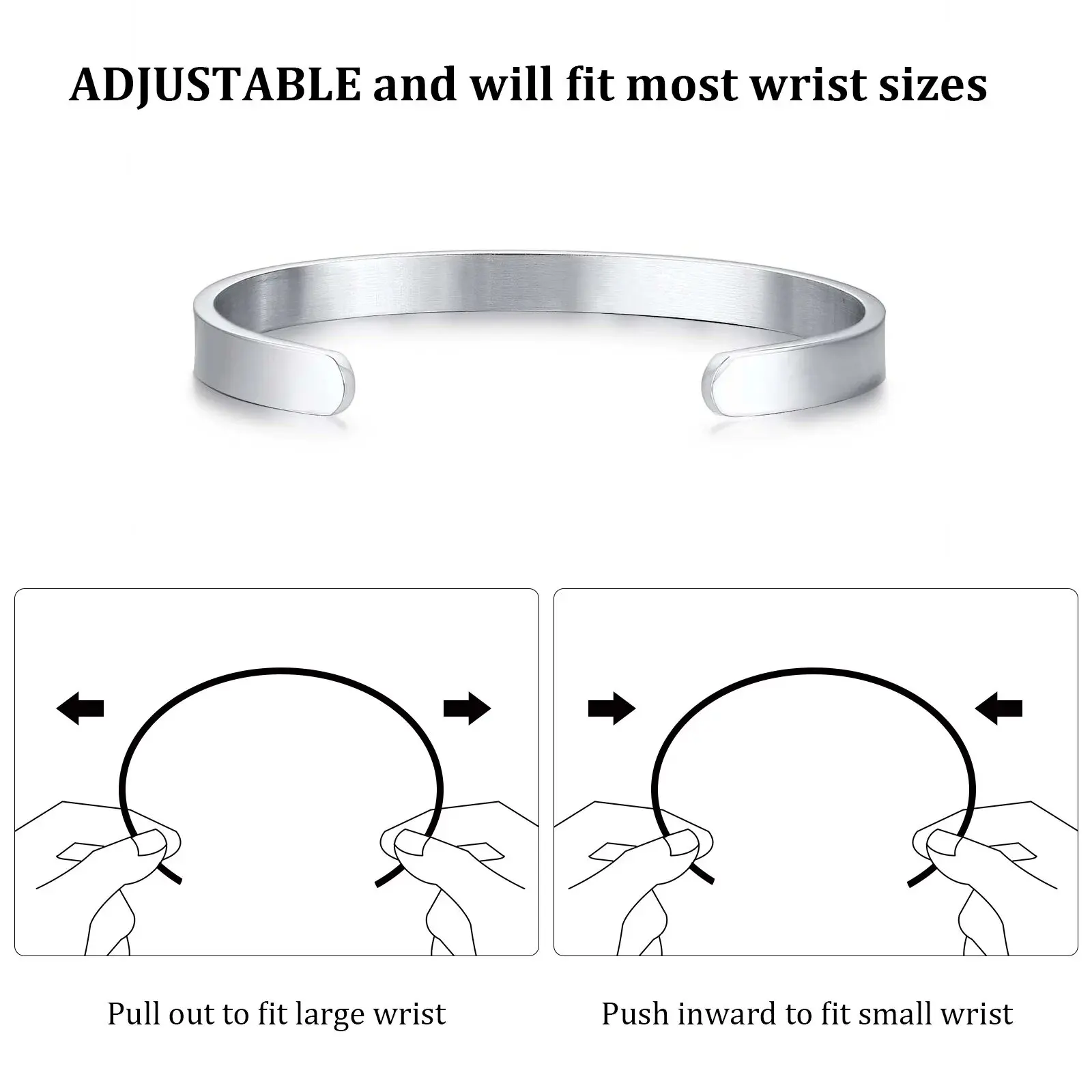 MEN TWISTED C BANGLE WITH SMALL WRIST MOBIUS BRACELET ANTIQUE SILVER COLOR STACKING CUFF BANGLE STAINLESS STEEL UNISEX JEWELRY thumbnail 3