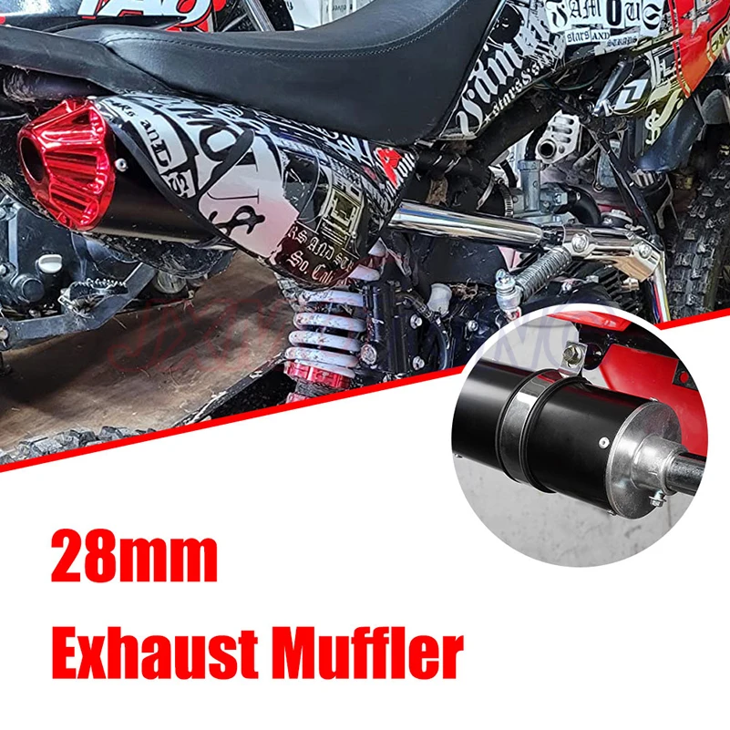 Aluminum 28MM Motorcycle Exhaust Muffler Pipe Adjustable 2 Stroke For Street Scooter Motocross ATV thumbnail 3