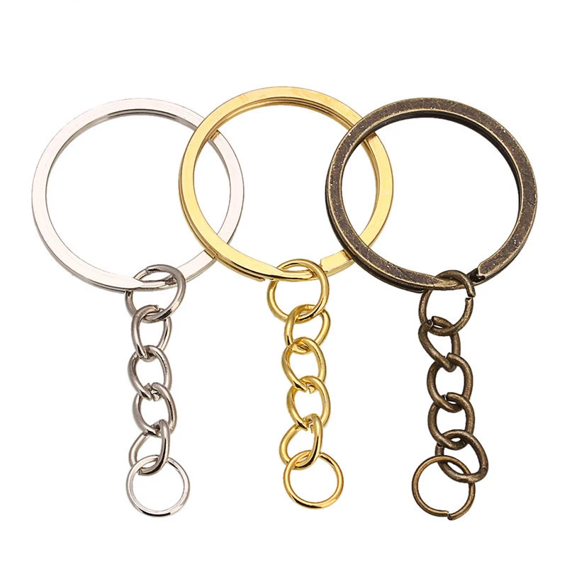 Louleur Key Chain Key Ring Keychain Bronze Rhodium Gold Color 28mm Long Round Split Keyrings DIY Jewelry Making Wholesale