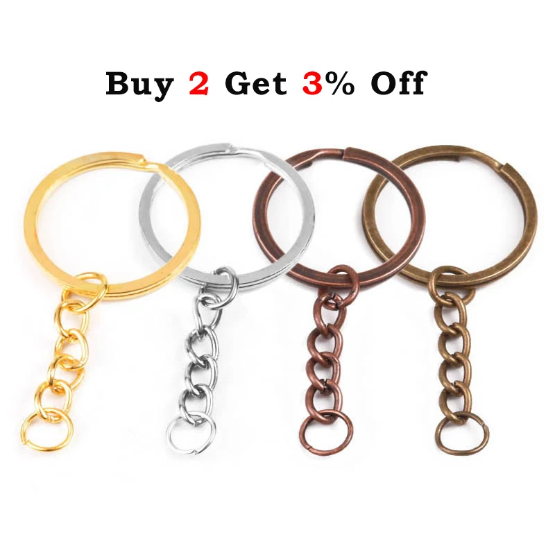 Louleur Key Chain Key Ring Keychain Bronze Rhodium Gold Color 28mm Long Round Split Keyrings DIY Jewelry Making Wholesale thumbnail 2