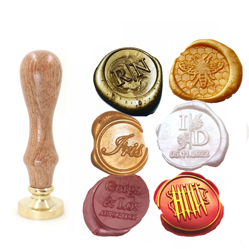Custom brass wax seal Stamp with 2 Initial Ornament wreath,Vintage Reusable for DIY Wedding Invitation & Letters,Free Engraving thumbnail 3