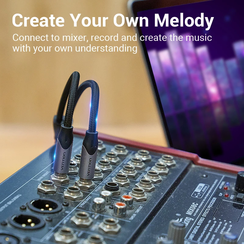Vention 3.5mm to Double 6.5mm TRS Cable AUX Male Mono 6.5 Jack to Stereo 3.5 Jack Audio Cable for Mixer Amplifier 6.35mm Adapter thumbnail 2