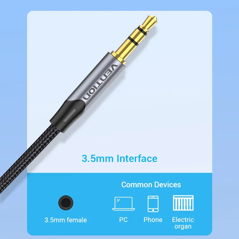 Vention 3.5mm to Double 6.5mm TRS Cable AUX Male Mono 6.5 Jack to Stereo 3.5 Jack Audio Cable for Mixer Amplifier 6.35mm Adapter thumbnail 6