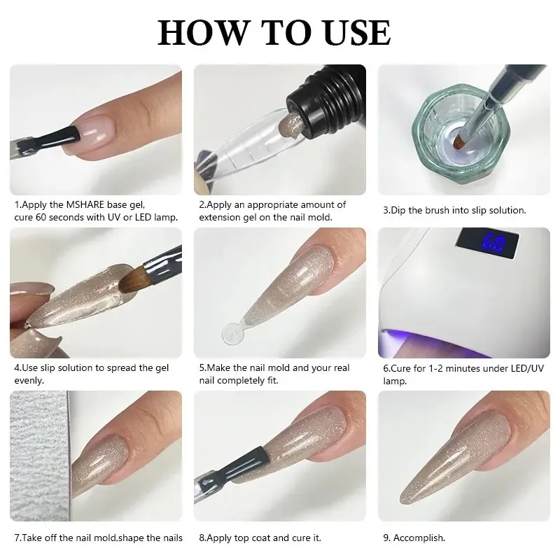 MSHARE Poly Nails Acryl Gel 60ml Builder UV Led Acrylgel Nails Extensions Acrylic Pink White Clear Acrylatic Hema Tpo Free Gel thumbnail 6