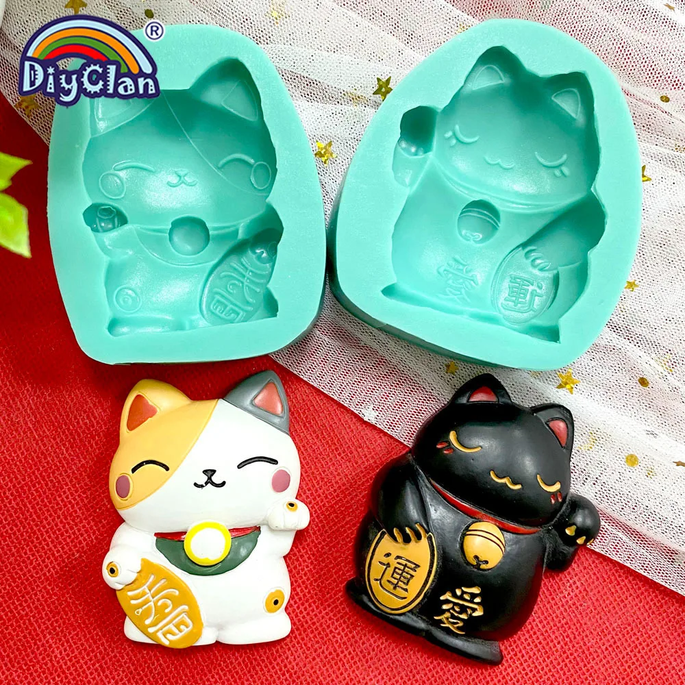 Lucky Fortune Cat Silicone Molds Cake Decorating Rich LOVE Cat Chocolate Fondant Handmade Epoxy Mould Animal Resin Clay Tools thumbnail 3