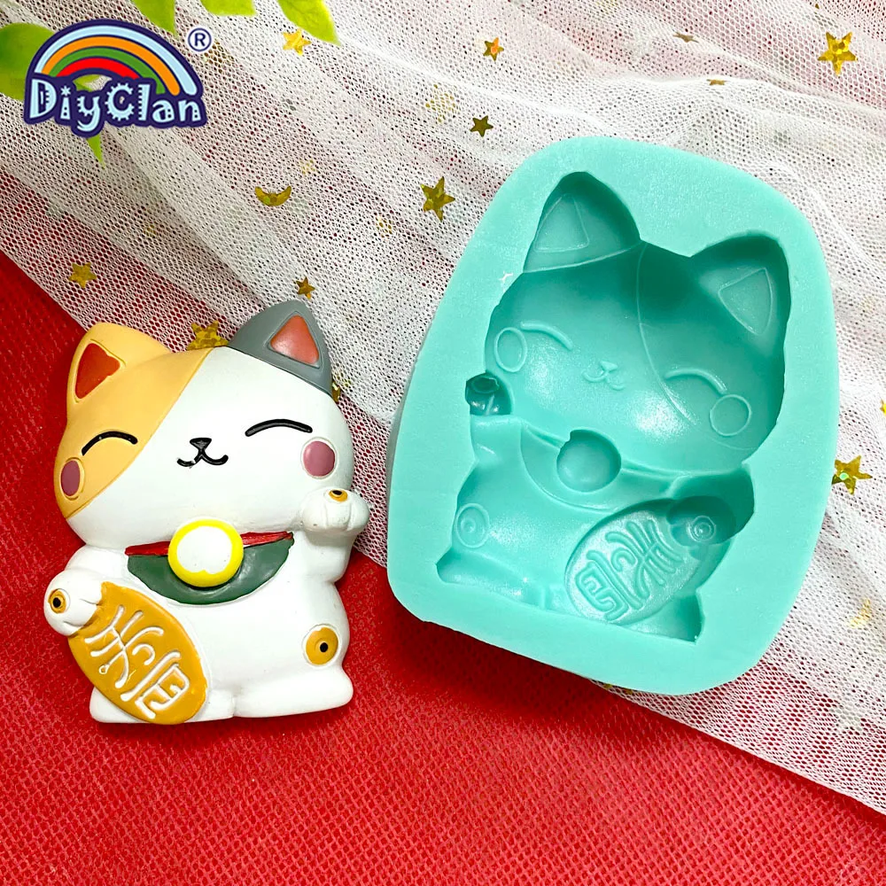 Lucky Fortune Cat Silicone Molds Cake Decorating Rich LOVE Cat Chocolate Fondant Handmade Epoxy Mould Animal Resin Clay Tools thumbnail 4