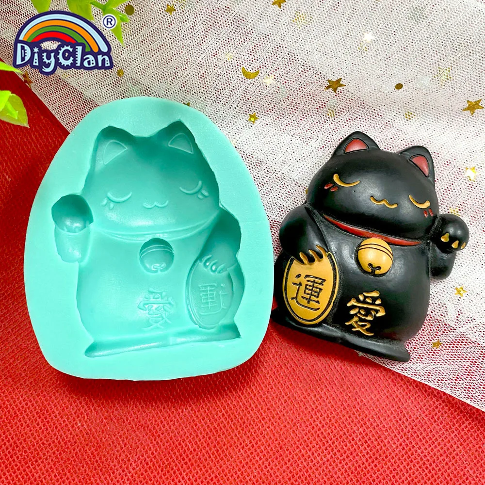 Lucky Fortune Cat Silicone Molds Cake Decorating Rich LOVE Cat Chocolate Fondant Handmade Epoxy Mould Animal Resin Clay Tools thumbnail 5