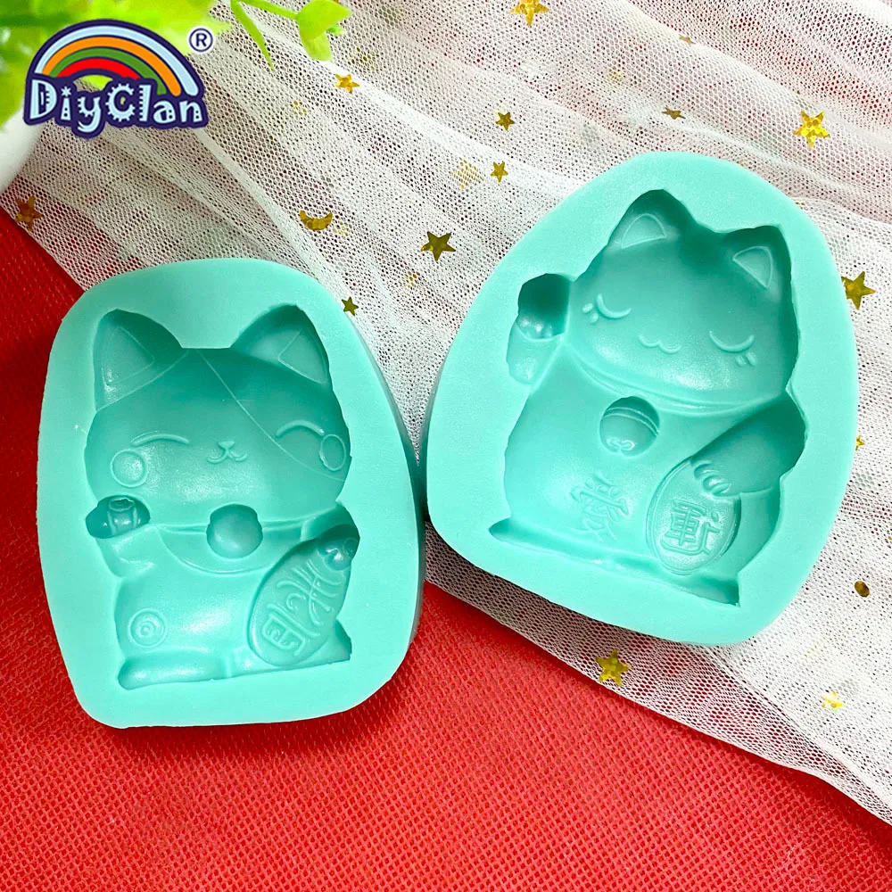 Lucky Fortune Cat Silicone Molds Cake Decorating Rich LOVE Cat Chocolate Fondant Handmade Epoxy Mould Animal Resin Clay Tools thumbnail 6