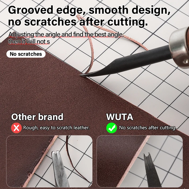 WUTA Sharp Leather Edge Beveler Edge Skiving Polishing Leather Tools DIY Belt Maker High Carbon Steel Leather Craft Beveller thumbnail 2
