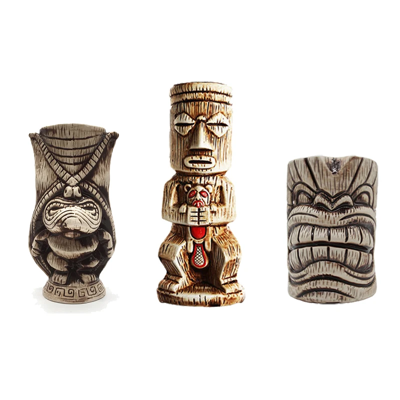 Tiki mugs cocktail Ceramic Tiki Tumblers - tiki bar professional drinkware - hawaiian party barware thumbnail 5