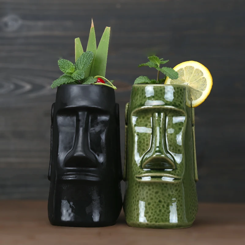 Tiki mugs cocktail Ceramic Tiki Tumblers - tiki bar professional drinkware - hawaiian party barware thumbnail 6