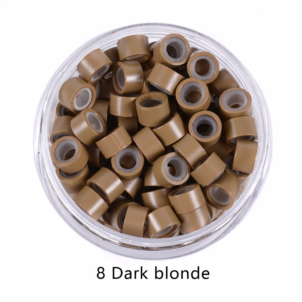 100Pcs 5.0*3.0*3.0mm Micro Silicone Lined Rings/Links/Beads MICRO Ring Link Crimp Beads Hair Extensions Tools thumbnail 3