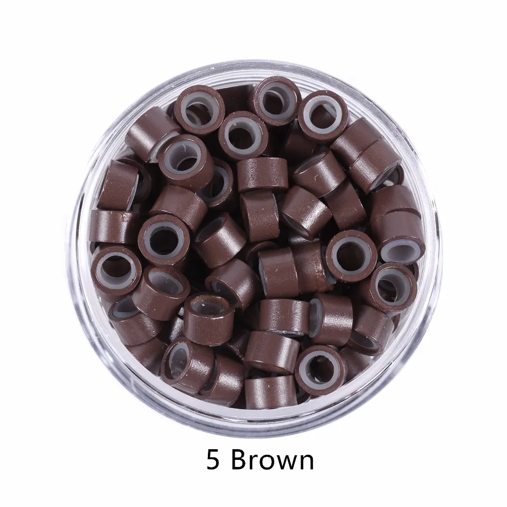100Pcs 5.0*3.0*3.0mm Micro Silicone Lined Rings/Links/Beads MICRO Ring Link Crimp Beads Hair Extensions Tools thumbnail 4