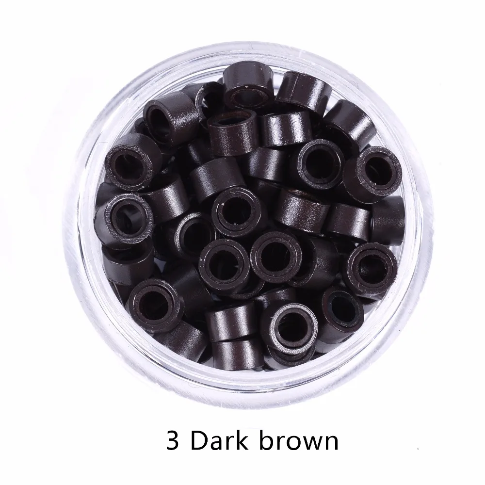 100Pcs 5.0*3.0*3.0mm Micro Silicone Lined Rings/Links/Beads MICRO Ring Link Crimp Beads Hair Extensions Tools thumbnail 5