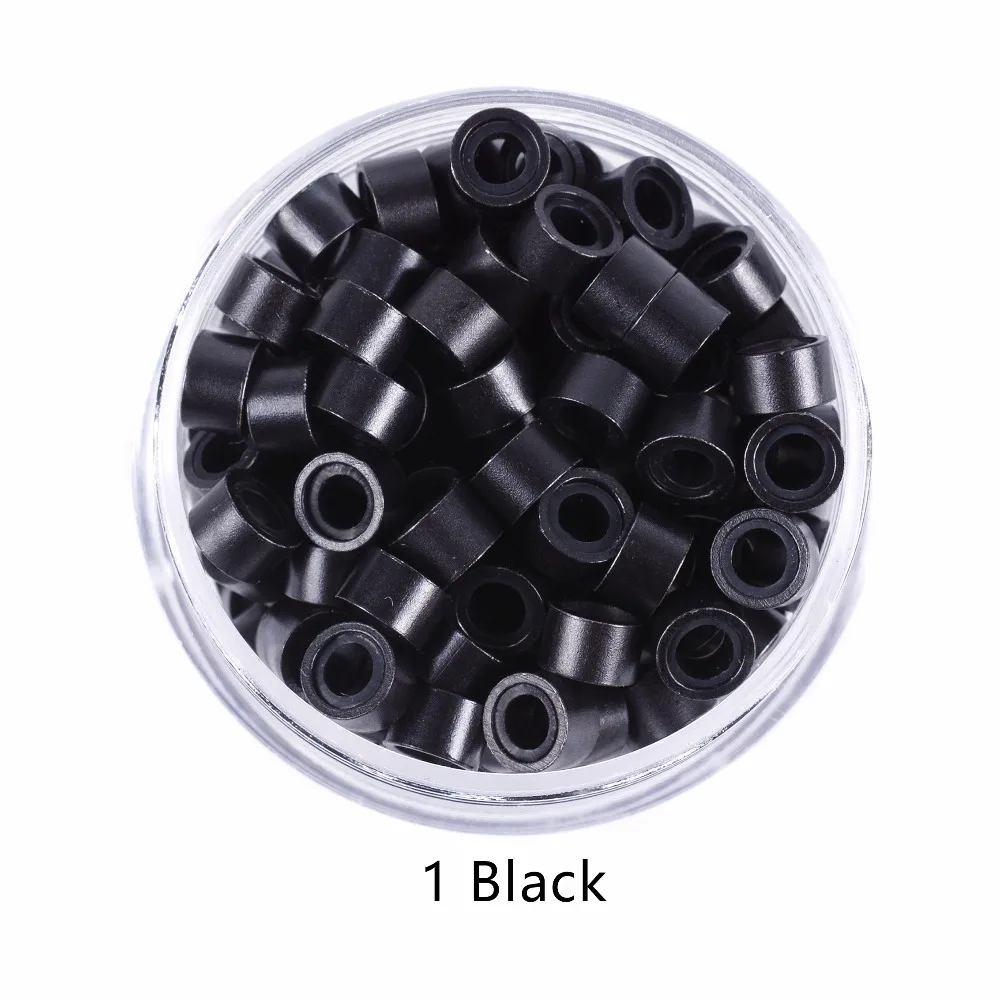 100Pcs 5.0*3.0*3.0mm Micro Silicone Lined Rings/Links/Beads MICRO Ring Link Crimp Beads Hair Extensions Tools thumbnail 6