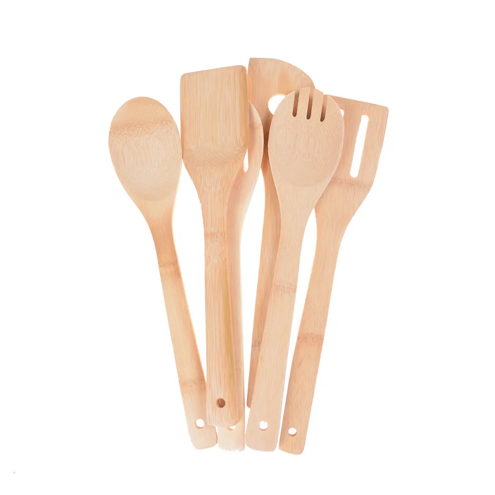 1pc Bamboo Utensil Kitchen Wooden Cooking Tools Bamboo Wood Kitchen Spoon Spatula Mixing Professional Drop Shipping thumbnail 4