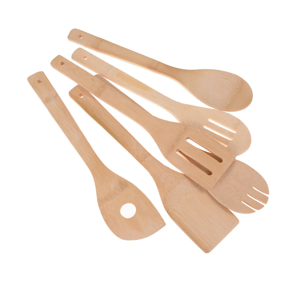 1pc Bamboo Utensil Kitchen Wooden Cooking Tools Bamboo Wood Kitchen Spoon Spatula Mixing Professional Drop Shipping thumbnail 5