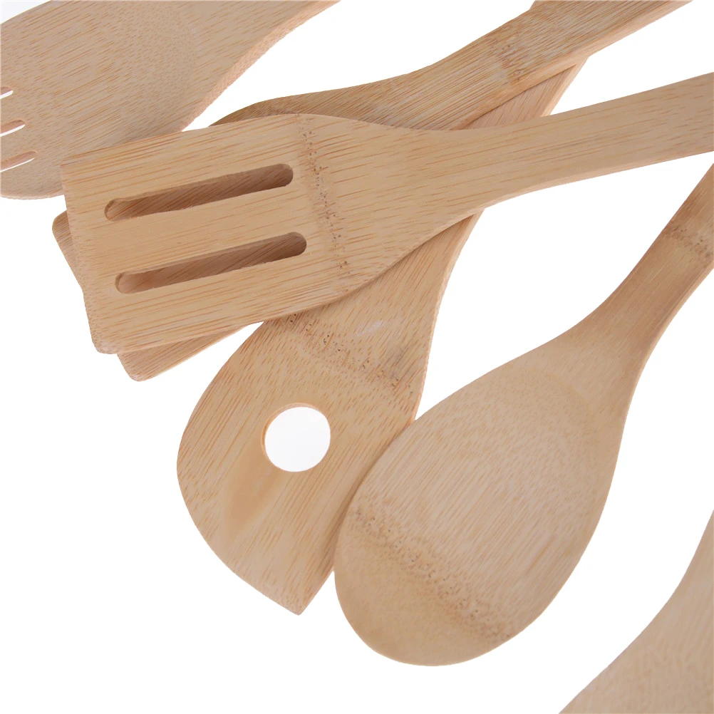 1pc Bamboo Utensil Kitchen Wooden Cooking Tools Bamboo Wood Kitchen Spoon Spatula Mixing Professional Drop Shipping thumbnail 2