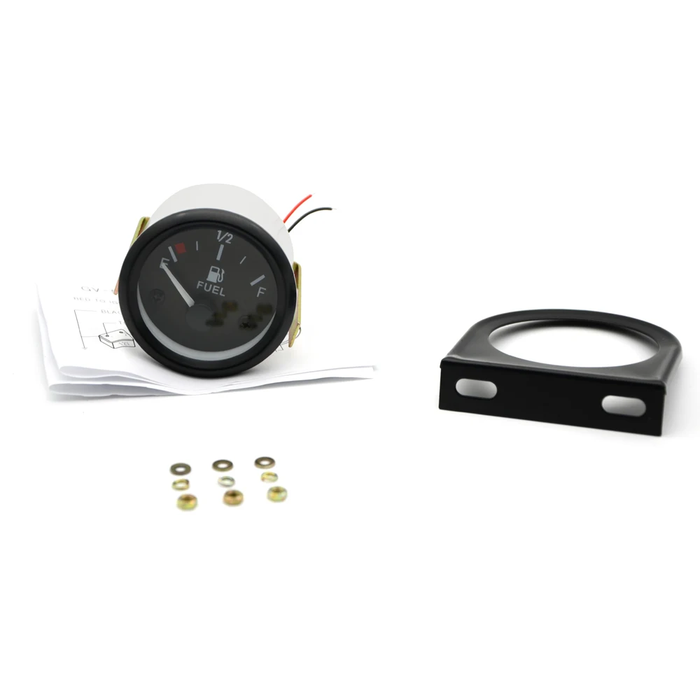 2" 52mm Fuel Level Gauge Car Meter White LED Light Black Rim Automotive Gauges 12V thumbnail 6