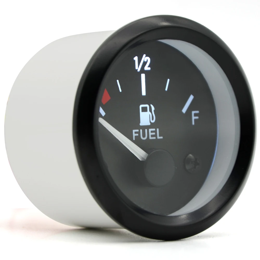 2" 52mm Fuel Level Gauge Car Meter White LED Light Black Rim Automotive Gauges 12V thumbnail 2