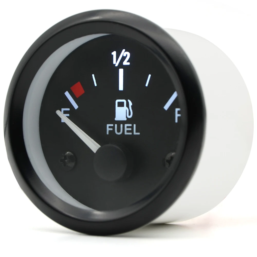2" 52mm Fuel Level Gauge Car Meter White LED Light Black Rim Automotive Gauges 12V thumbnail 5