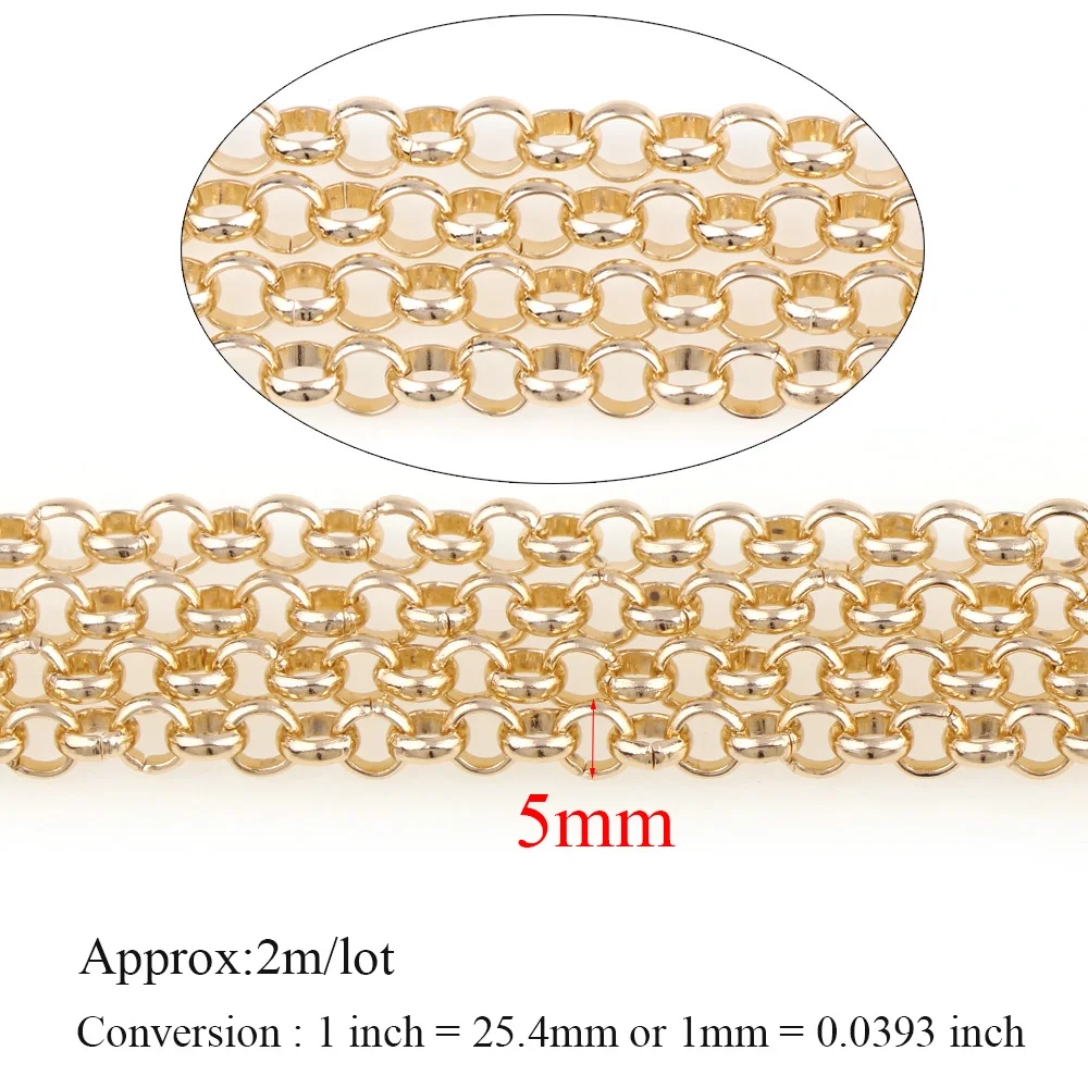 5 6 7 8 10mm Link Opened Aluminum Rolo Chains Loop Link Metal For Accessories Bracelet Necklace Cable  Diy Jewelry Findings thumbnail 3