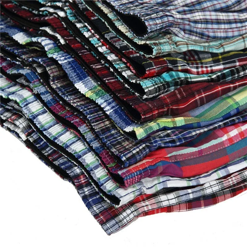 High Quality Brand 4-Pack Men's Boxer Shorts Woven Cotton 100% Classic Plaid Combed Male Underpant Loose Breathable Oversize thumbnail 3