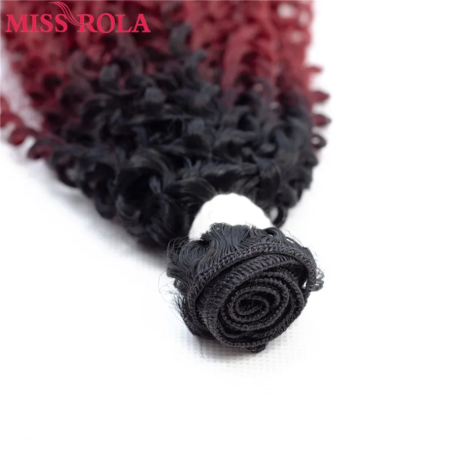 Miss Rola Synthetic Curly Hair Extensions Ombre Hair Bundles Hair Weaves T1B/BUG 18"-22'' 6pcs/Pack 200G With Free Closure thumbnail 3