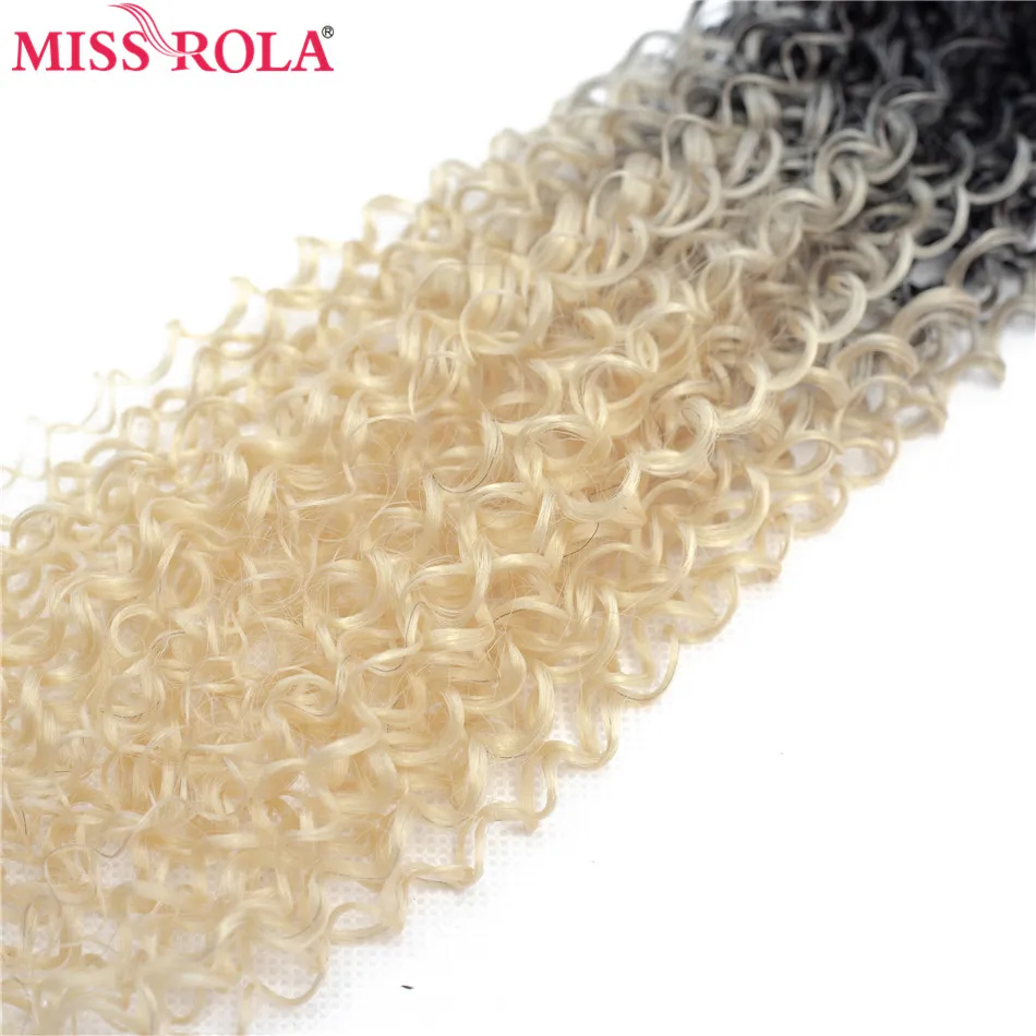 Miss Rola Synthetic Curly Hair Extensions Ombre Hair Bundles Hair Weaves T1B/BUG 18"-22'' 6pcs/Pack 200G With Free Closure thumbnail 6