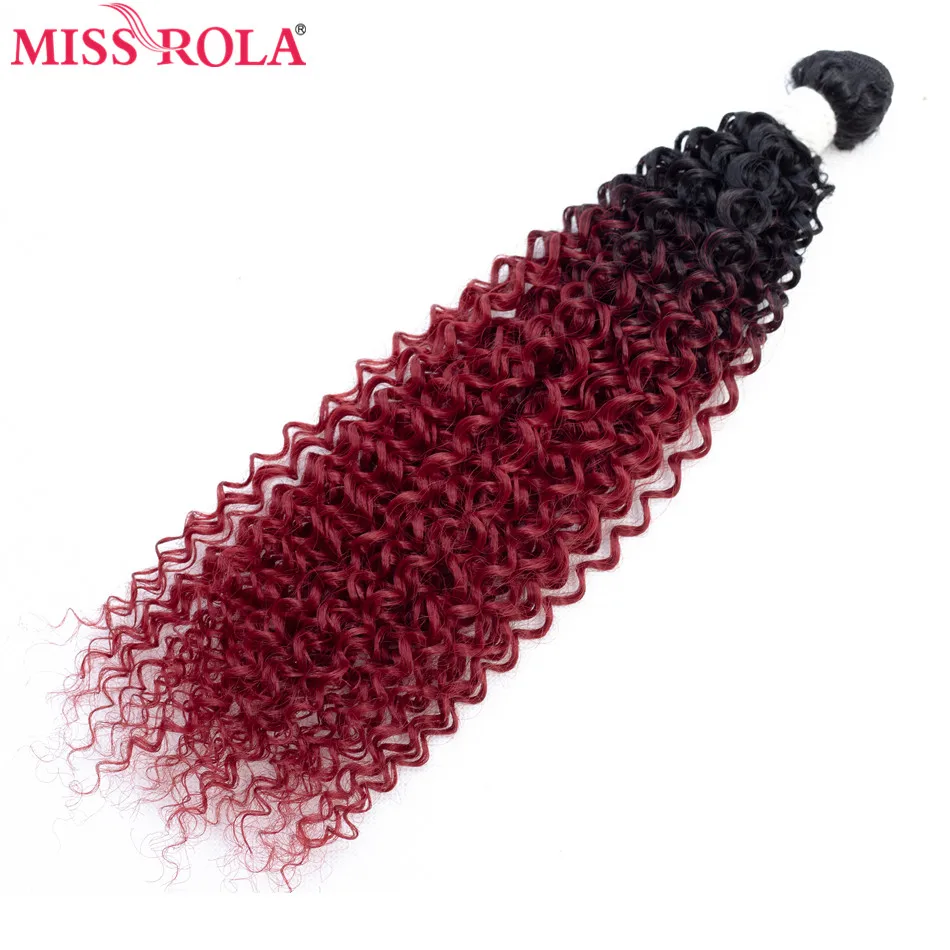 Miss Rola Synthetic Curly Hair Extensions Ombre Hair Bundles Hair Weaves T1B/BUG 18"-22'' 6pcs/Pack 200G With Free Closure thumbnail 2