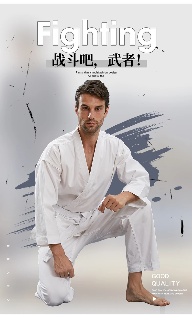 Professional 100% Cotton Karate Uniform child adultBreathable WTF Taekwondo kick boxing MMA Martial art training clothes