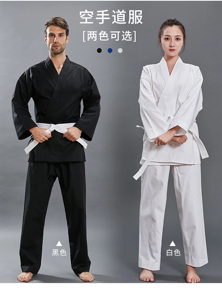 Professional 100% Cotton Karate Uniform child adultBreathable WTF Taekwondo kick boxing MMA Martial art training clothes thumbnail 2
