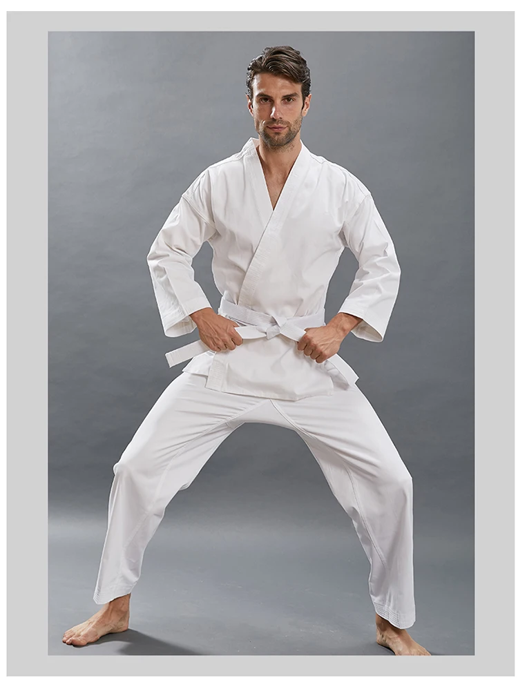 Professional 100% Cotton Karate Uniform child adultBreathable WTF Taekwondo kick boxing MMA Martial art training clothes thumbnail 3