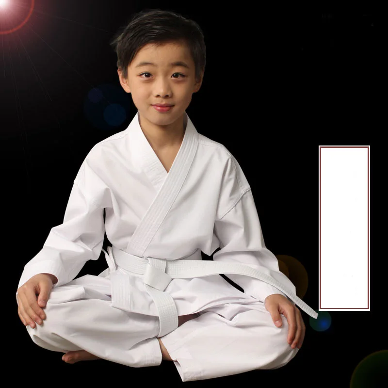 100% Cotton black  Karate Uniform child adultBreathable WTF Taekwondo kick boxing MMA Martial art training clothes thumbnail 3