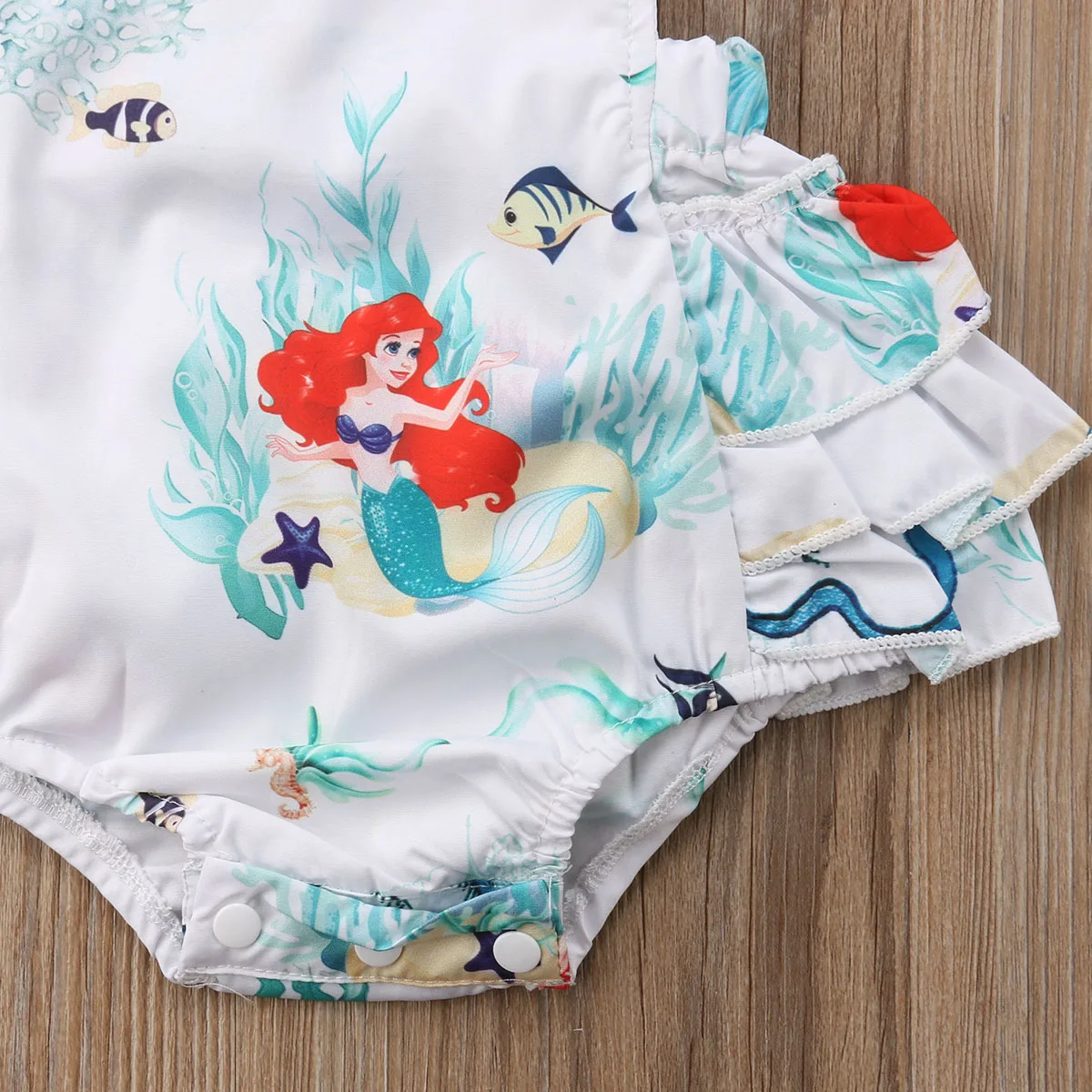 2018 Brand New Infant Newborn Cute Toddler Baby Girls Lace Bodysuit Jumpsuit Outfits Fish Clothes Headband 2Pcs Sets thumbnail 4