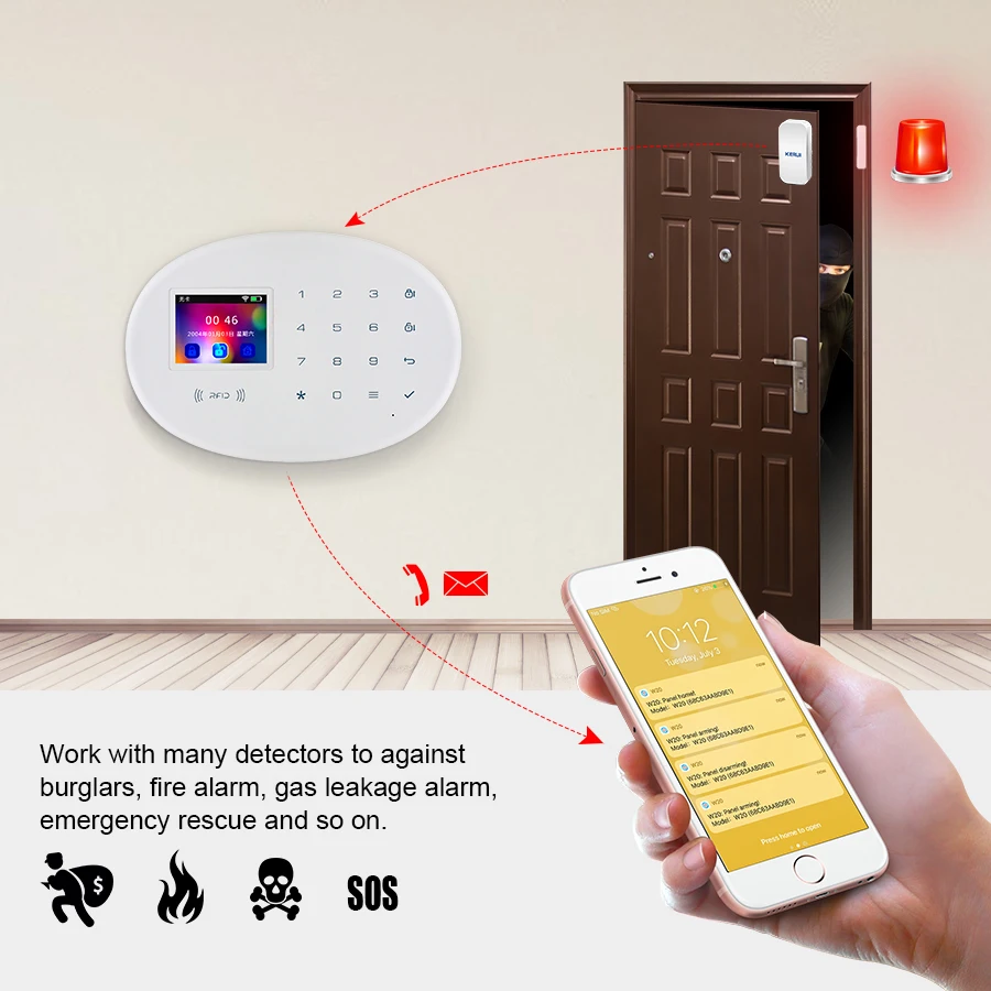 KERUI Tuya WIFI GSM Alarm System Smart Home Security Buglar RFID APP Wireless Motion Sensor Detector IP Camera Sistema de alarma thumbnail 3