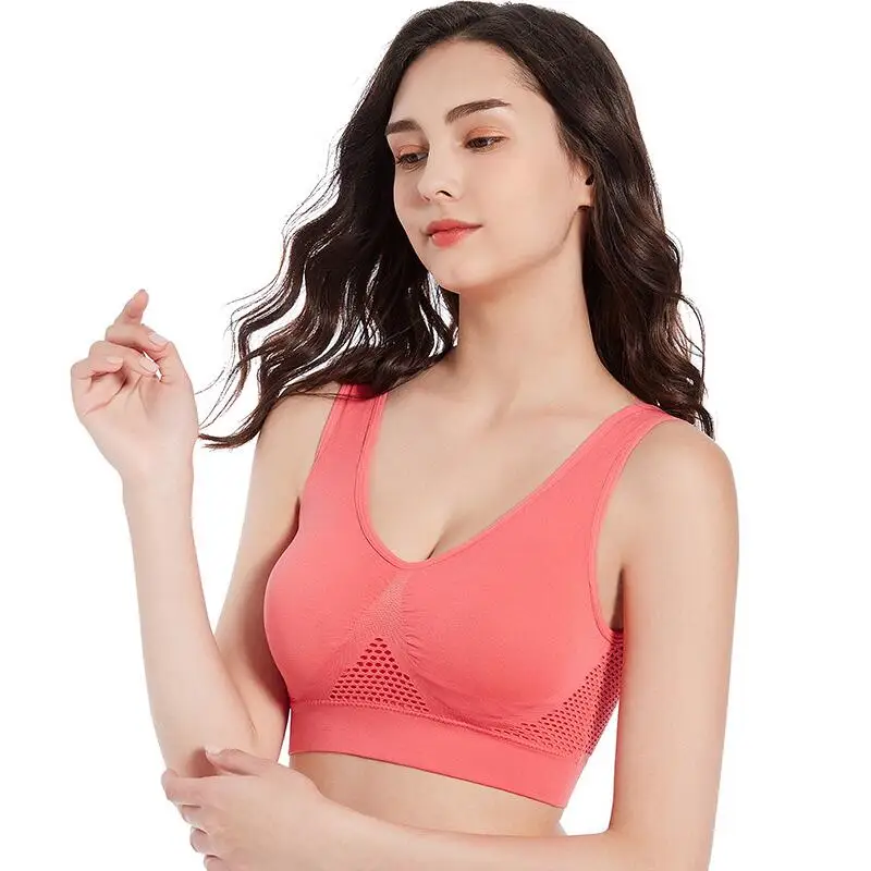 M-6XL Women Hollow Out Fitness Yoga Sports Bra For Running Gym Padded push up Seamless Top Athletic Vest brassiere thumbnail 5