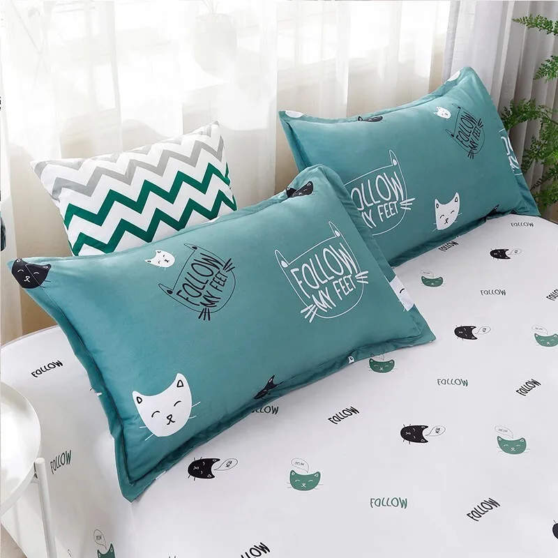 Solstice Home Textile Cyan Cute Cat Kitty Duvet Cover Pillow Case Bed Sheet Boy Kid Teen Girl Bedding Covers Set King Queen Twin thumbnail 4