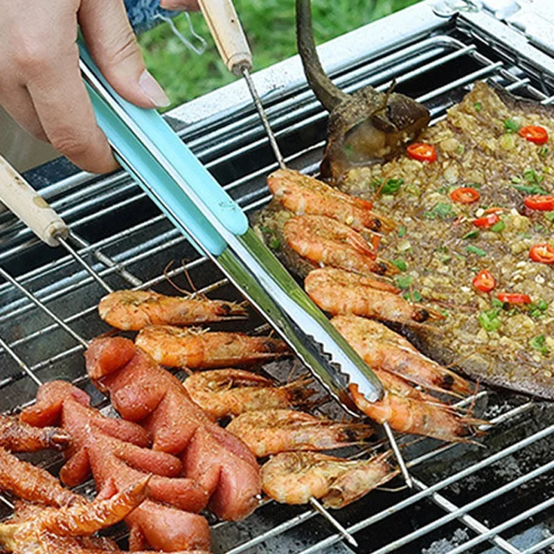 Stainless Steel Kitchen Tongs Small Barbecue Grill Cooking Tongs BBQ Meat Salad Food Tongs Clamp Ice Tongs Clip Kitchen Utensils thumbnail 5
