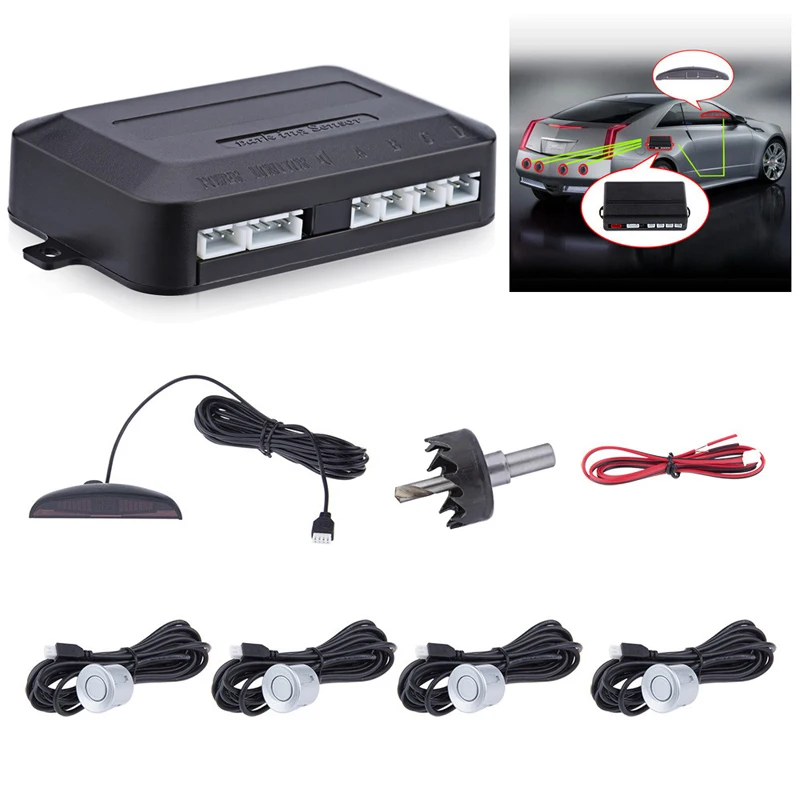 Car Parktronic LED Parking Sensor Kit Backlight Display with Switch Reverse Backup Monitor Detector System With 4 Sensors thumbnail 5