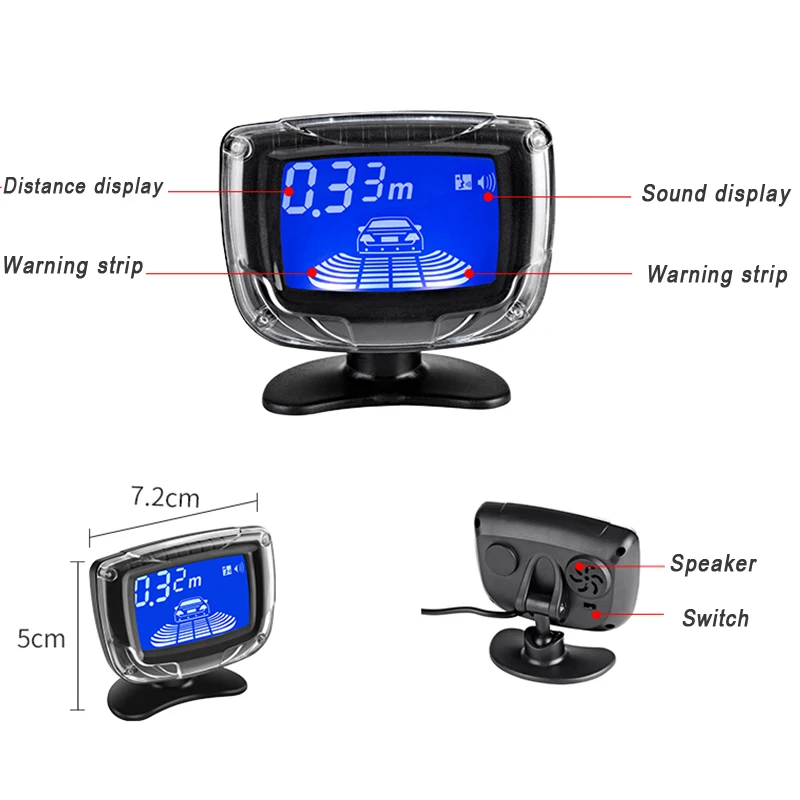 YASOKRO Car Parking Sensor Dual CPU LCD Display with switch 12V Auto Reverse Backup Sensor Parking Radar Monitor Detector System thumbnail 3